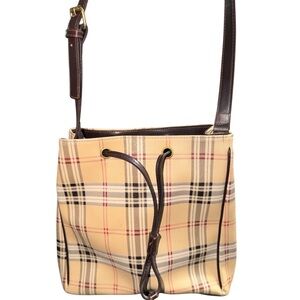 Gianni Bernini Elegant Checkered Crossbody Bag in Tan and Brown